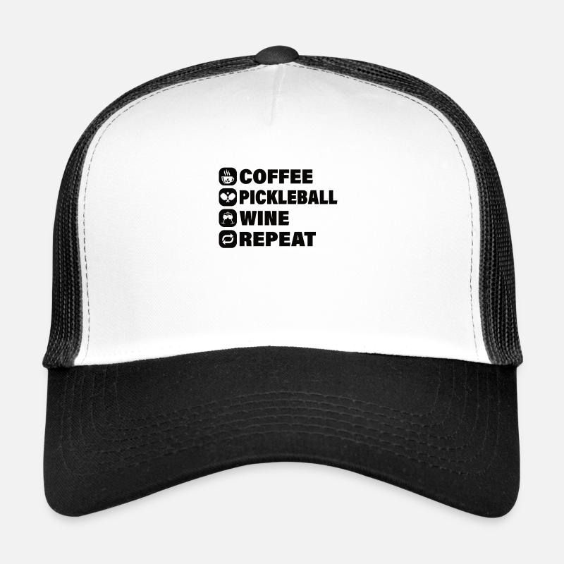 Pickleball Paddle Player Coffee Racket Wine Trucker Cap