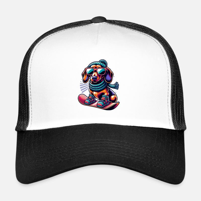Teckel Snowboard Aventure D’hiver Casquette trucker 