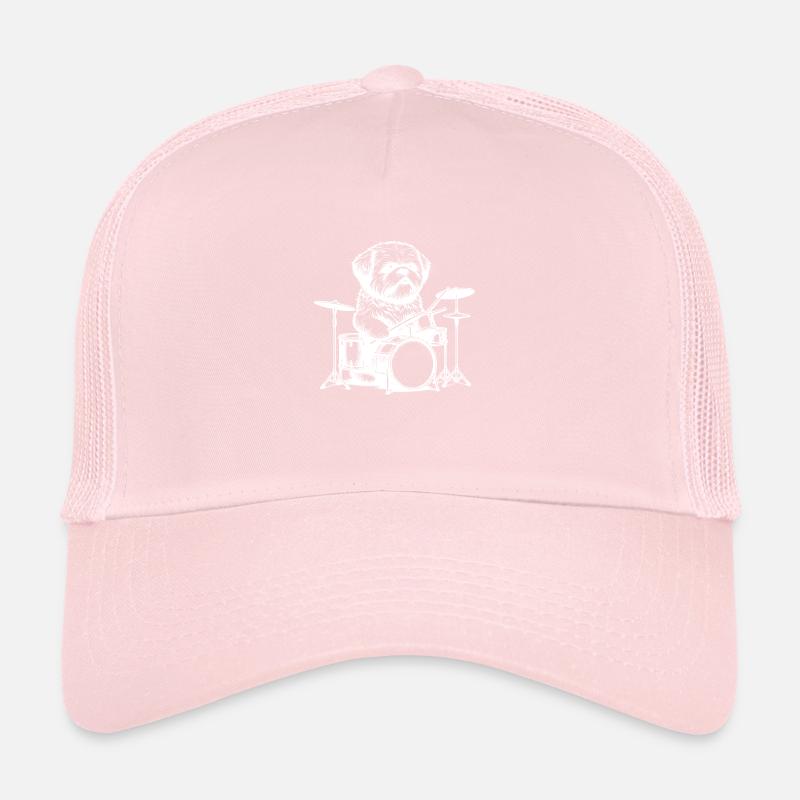 Cool White Bolonka Drummer Design Trucker Cap