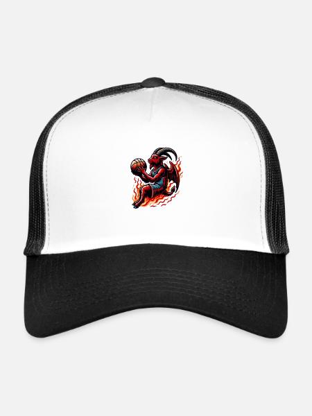 Basket-ball Goat Devil Team Player Sports - Casquette trucker  - blanc/noir - Devant