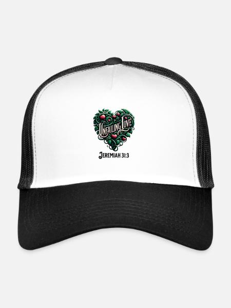 Jeremiah 31:3 Botanical - Trucker Cap - white/black - Front