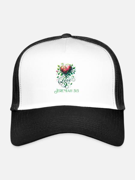 Jeremiah 31:3 Botanical - Trucker Cap - white/black - Front