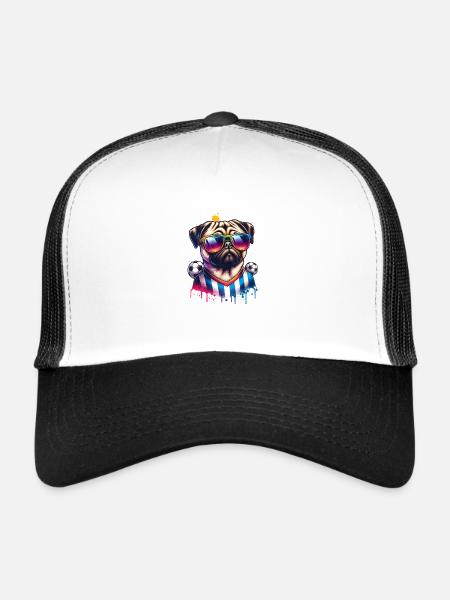 Carlin Chien Joueur De Football Champion De Balle Fan - Casquette trucker  - blanc/noir - Devant