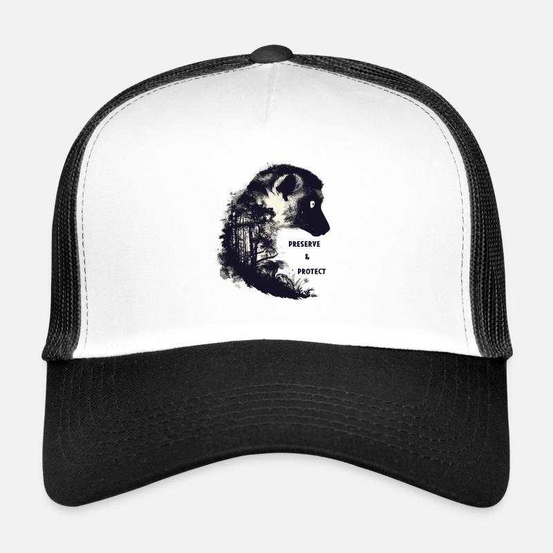 Préserver et protéger les lémuriens de Madagascar - Casquette trucker  - blanc/noir