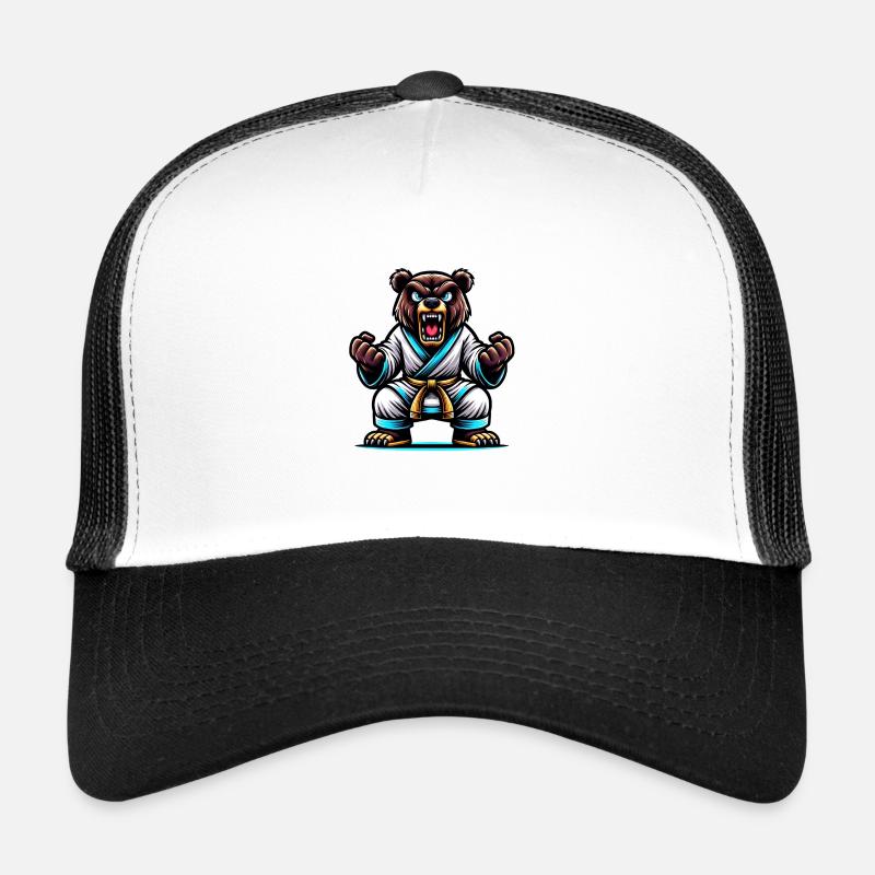 Ours de karaté en gi blanc avec ceinture jaune Casquette trucker 