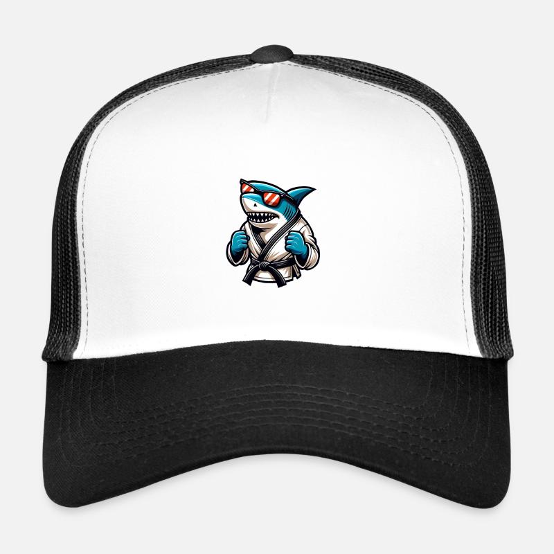 Karate shark with sunglasses in gi Trucker Cap