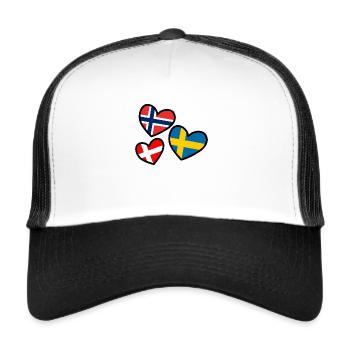 Herz Norwegen Schweden Dänemark Skandinavien - Trucker Cap - Weiß/Schwarz - Vorne
