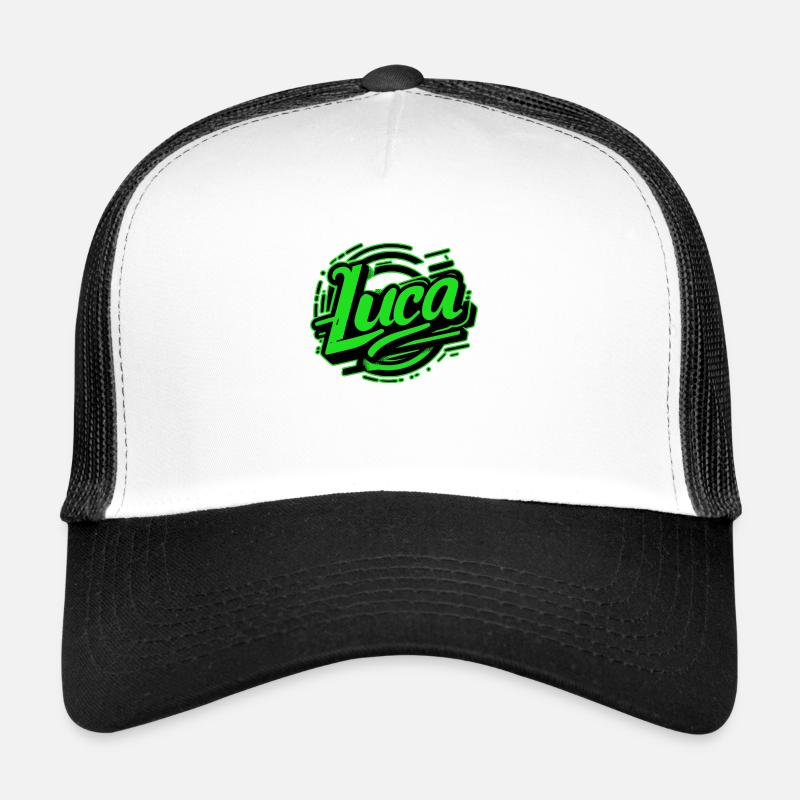 Luca Name Graffiti grün - Trucker Cap - Weiß/Schwarz