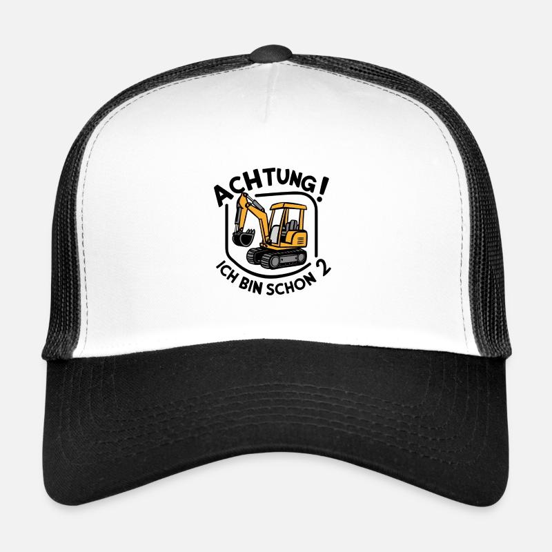 Ich bin schon 2 - Bagger - Trucker Cap - Weiß/Schwarz