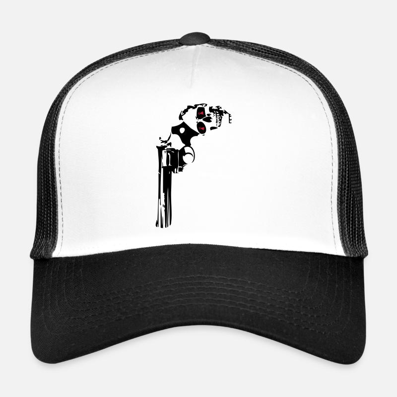 357 Gewehr Pistole Revolver Schädel Tod Kopf Trucker Cap