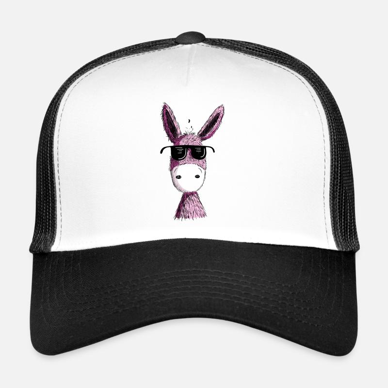 Cool pink donkey with sunglasses I Muli I Fun - Trucker Cap - white/black