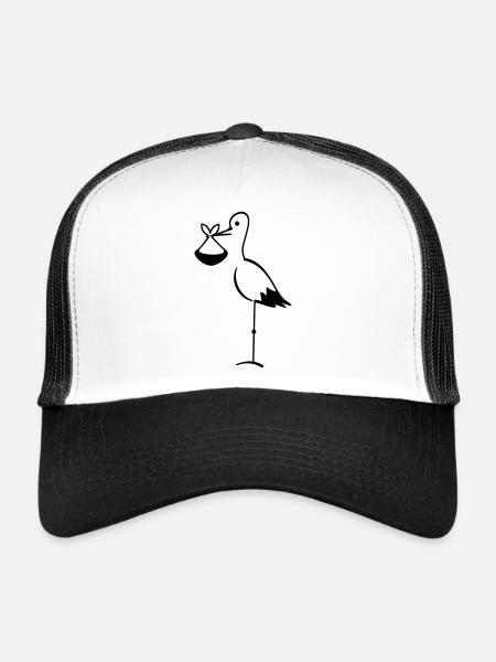 Cigogne avec Bundle / cigogne avec le paquet (1c) - Casquette trucker  - blanc/noir - Devant