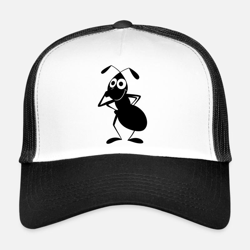 Ameise zieht Augenlied runter - Trucker Cap - Weiß/Schwarz