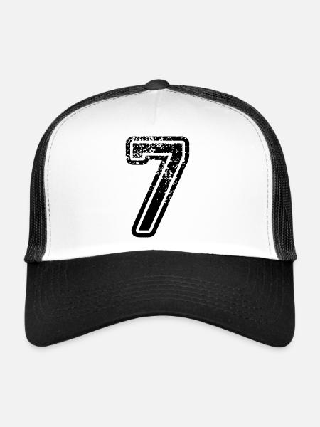 7 - Nummer - Trucker Cap - Weiß/Schwarz