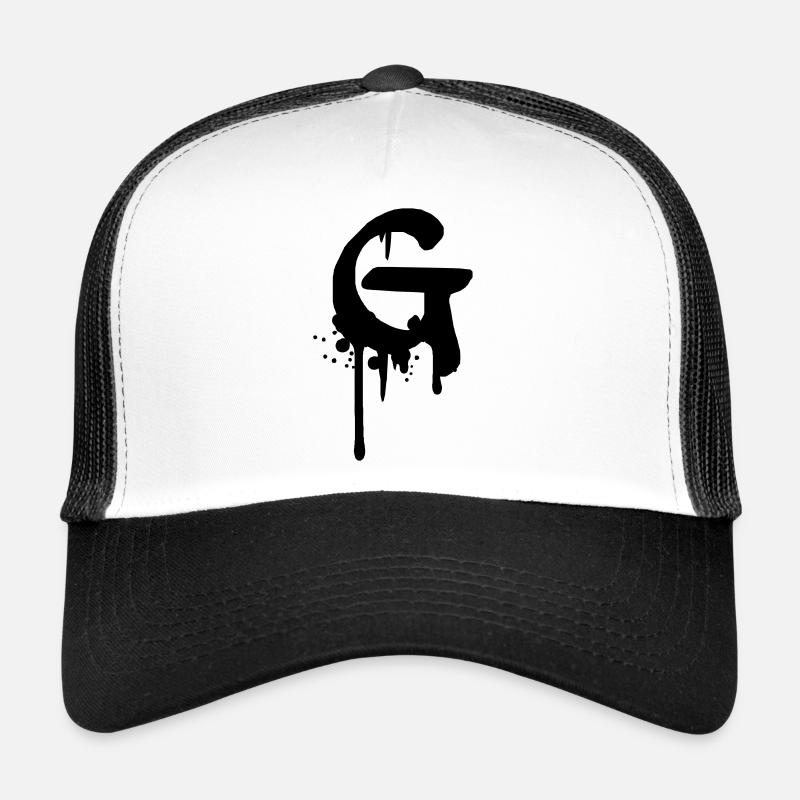 G Graffiti Tropfen Farbklex Spray - Trucker Cap - Weiß/Schwarz