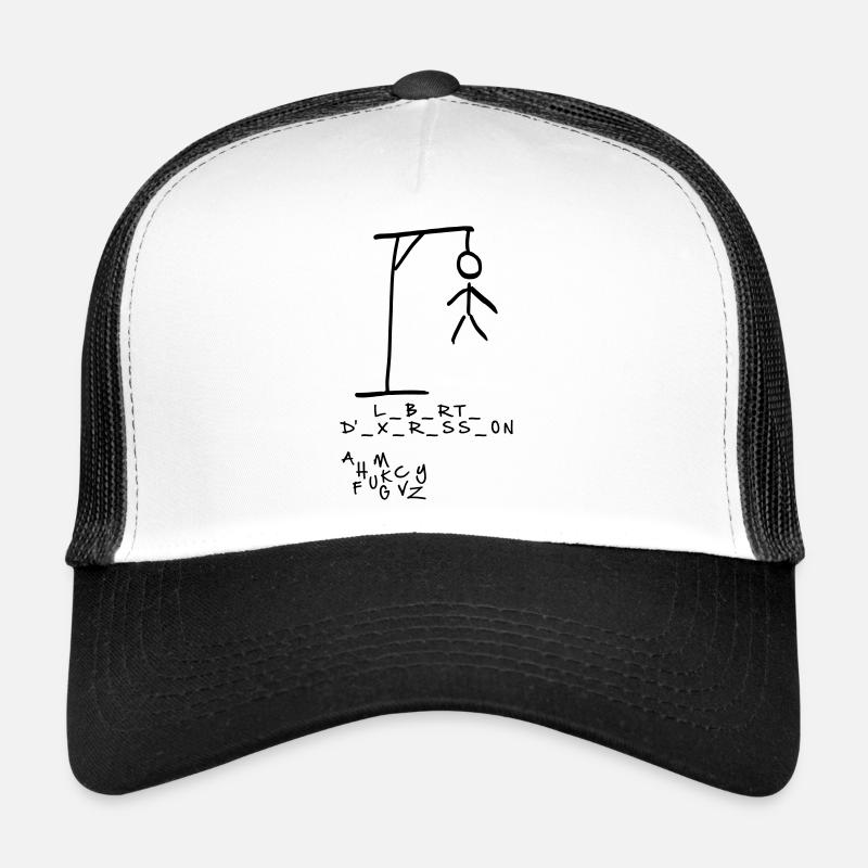 Pendu - Liberté d'expression - Casquette trucker  - blanc/noir