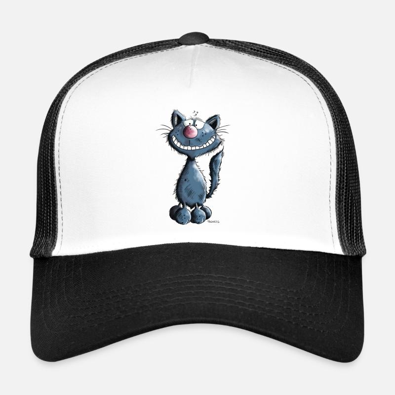 Grinse Katze - Trucker Cap - Weiß/Schwarz