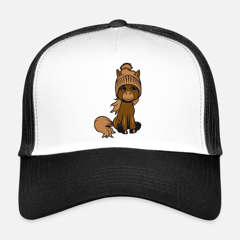 Pony Pferd sitzen spass pudelmuetze Maedchen suess Trucker Cap