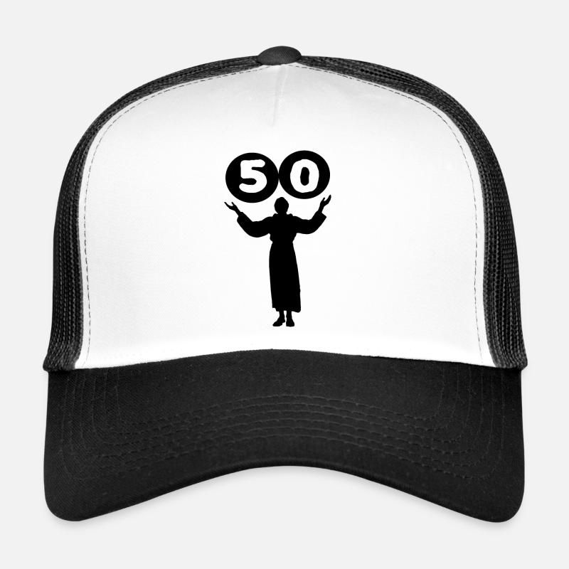 Anniversaire 50 ans - Casquette trucker  - blanc/noir