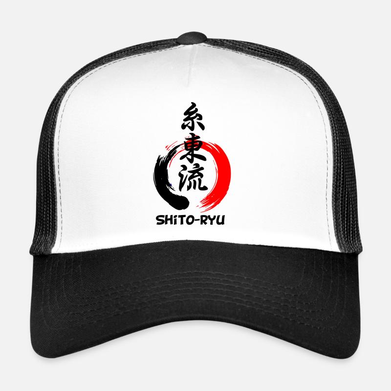 Enso Zen Kreis mit Shito Ryu Karate Emblem in Yes - Trucker Cap - Weiß/Schwarz