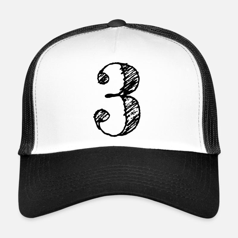 Abbildung 3 drei - Nummer 3 (hand-drawn) Trucker Cap