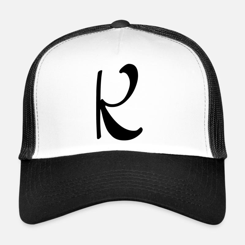 Buchstabe K - Trucker Cap - Weiß/Schwarz
