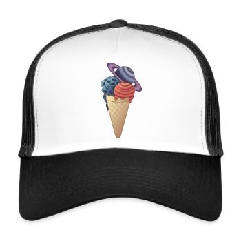 Ice cream as planet in ice wafer for strebers - Trucker Cap - white/black - Front