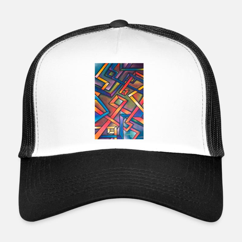 Abstrakte Malerei - Trucker Cap - Weiß/Schwarz