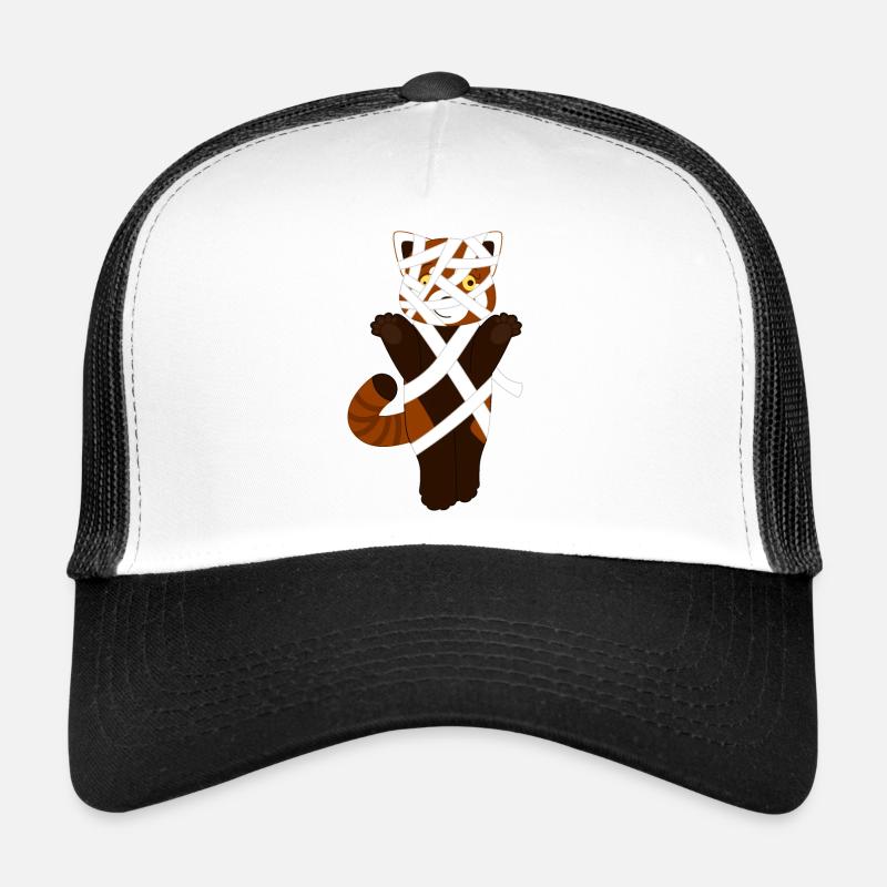 Red panda disguised as a mummy for Halloween - Trucker Cap - white/black