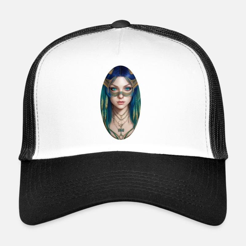 Déesse Bastet, Déesse de la douceur du foyer - Casquette trucker  - blanc/noir