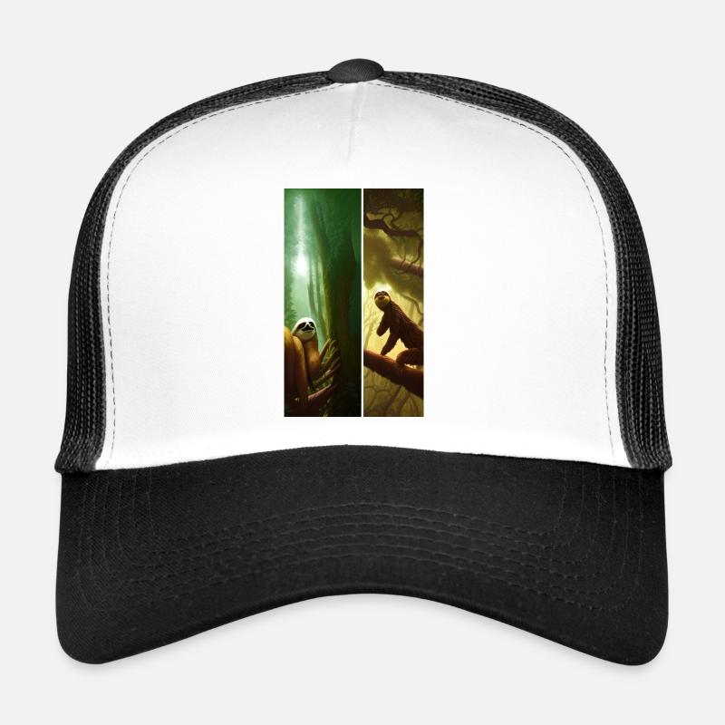 Cool Comic Drawing of a Sloth in the jungle Trucker Cap
