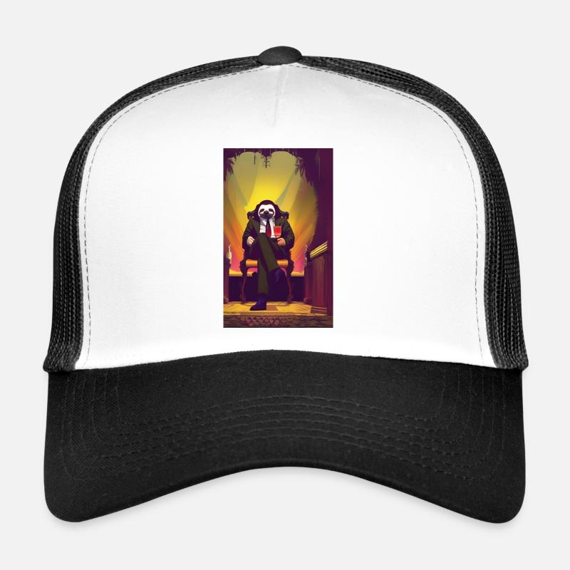 Cooles Comic-Porträt eines Faultiers aus Geschäftsmann Trucker Cap