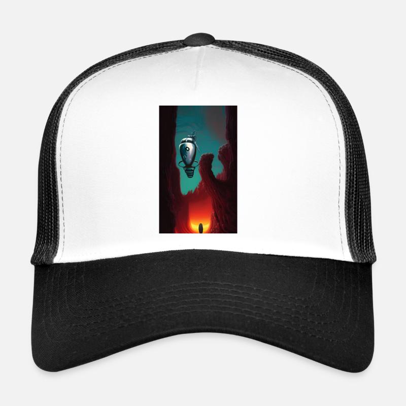 Creepy Comic robot spaceship Alien on a strange Trucker Cap