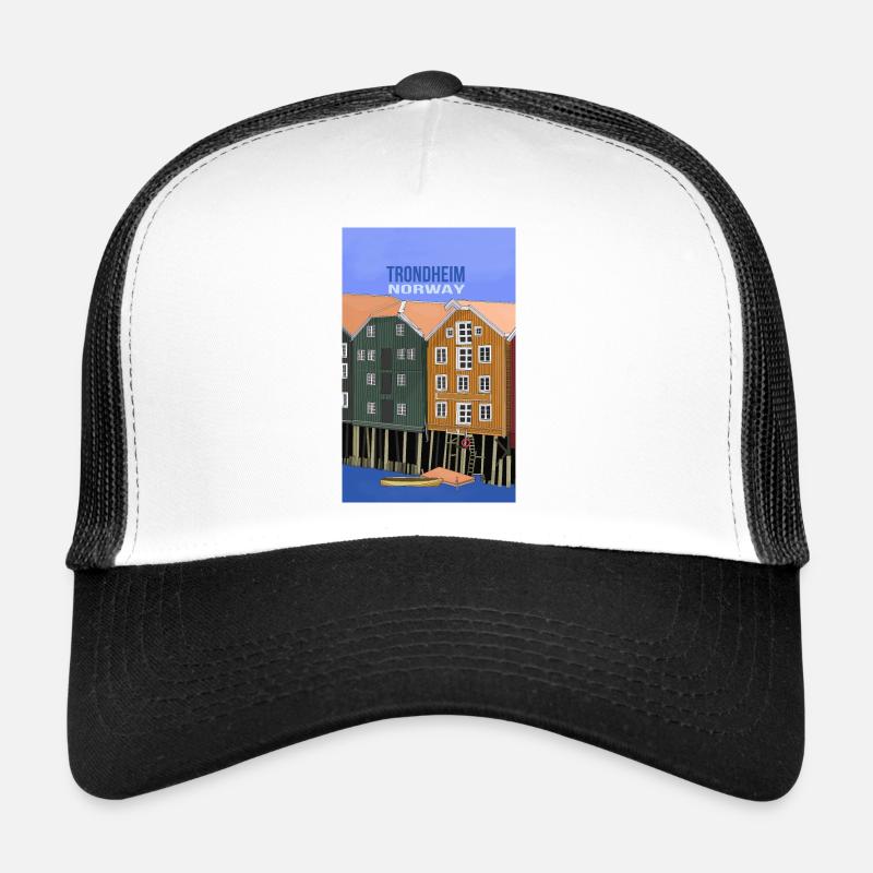 Trondheim Norwegen - Trucker Cap - Weiß/Schwarz