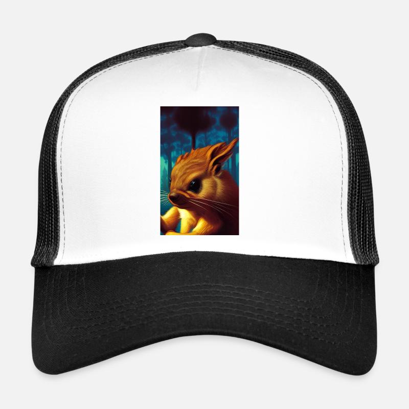 Cooles Comic Portrait wildes rotes Eichhörnchen majestätisch - Trucker Cap - Weiß/Schwarz