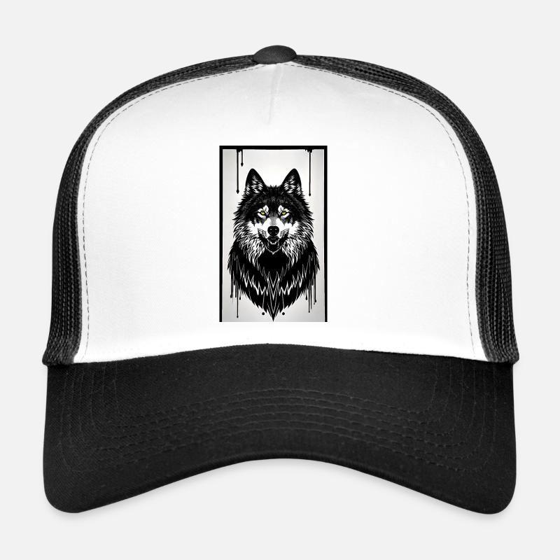 Wolf portrait - Trucker Cap - white/black