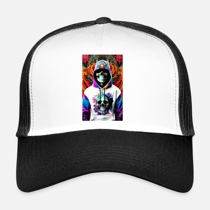 ARTWORK Hoodie Skull - Trucker Cap - Weiß/Schwarz