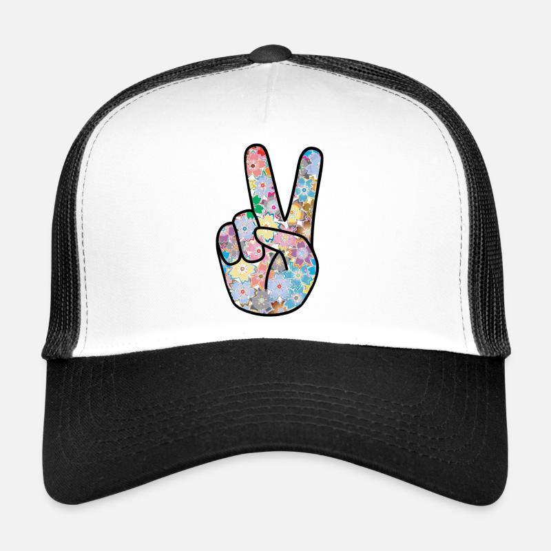 Peace Finger - Trucker Cap - white/black