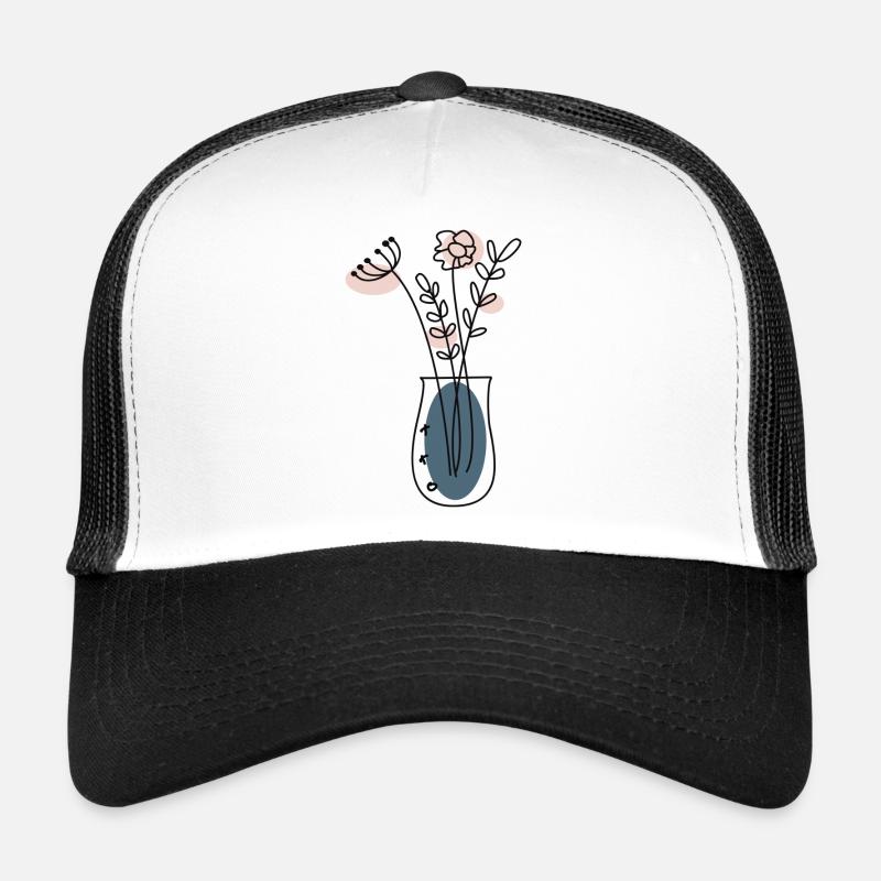 Bouquet de fleurs dans son vase Casquette trucker 