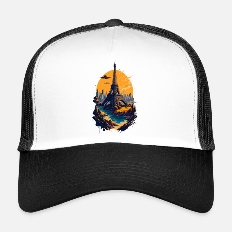 Abstract Tower of Paris - Trucker Cap - white/black