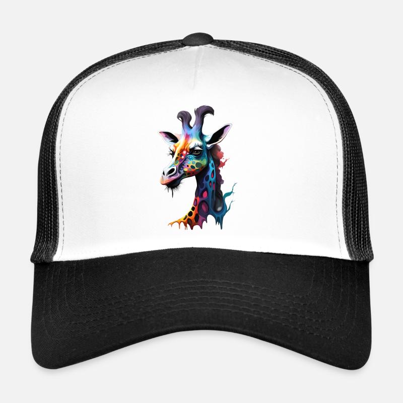 Giraffe, bunt - Trucker Cap - Weiß/Schwarz