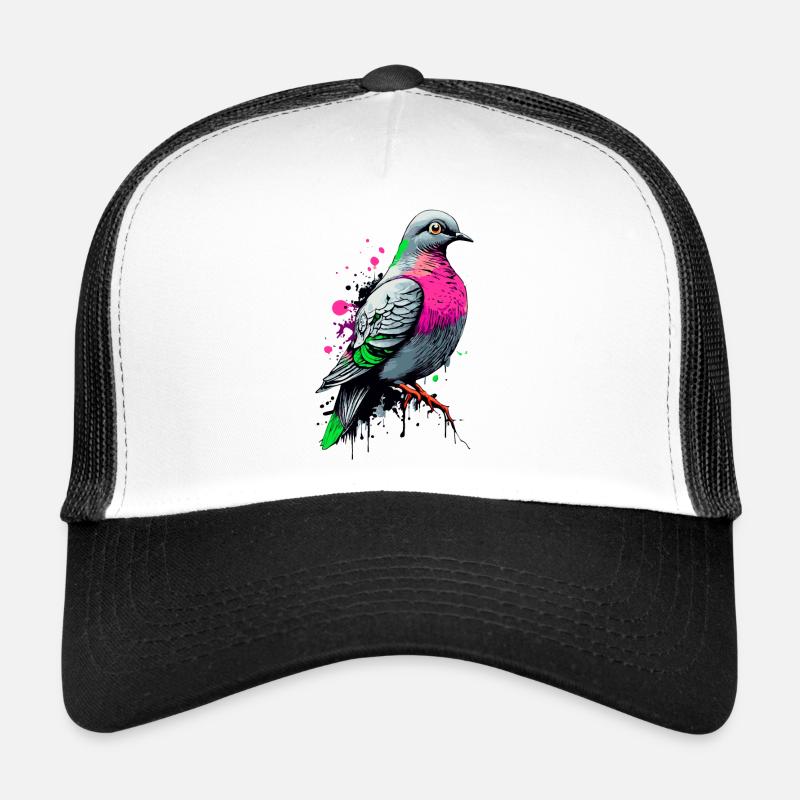 Stadttaube Bunt - Täubchen - Ich liebe Tauben - Trucker Cap - Weiß/Schwarz