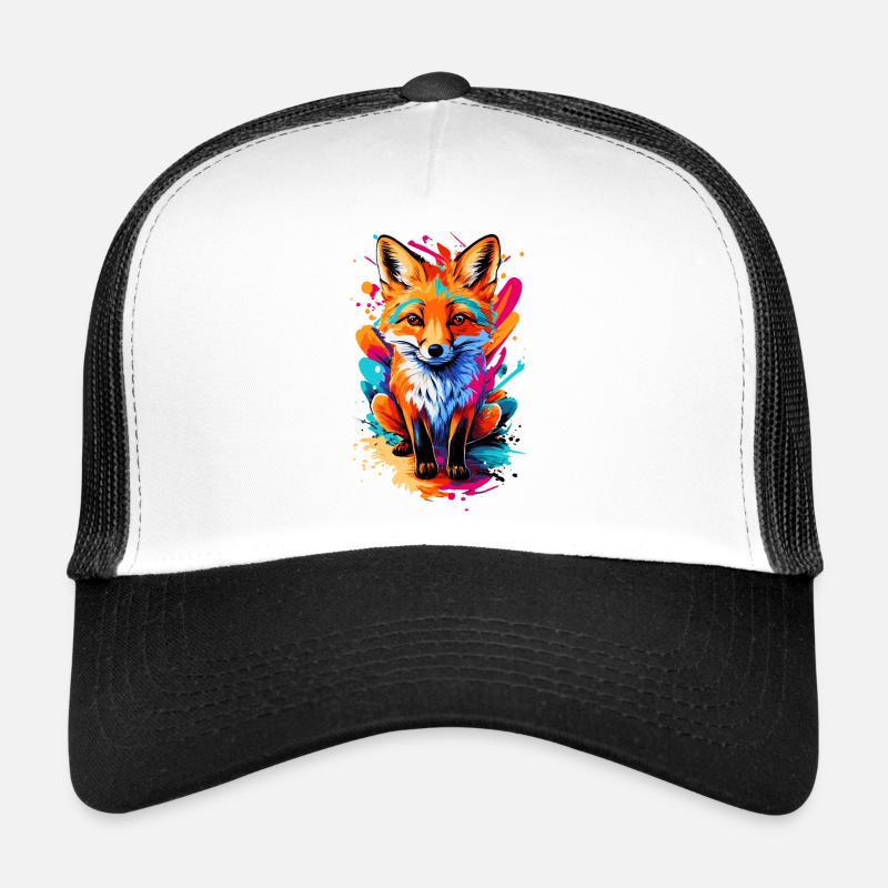 Baby Fuchs - Cute Rotfuchs - Fuchs Farbenfroh Fox - Trucker Cap - Weiß/Schwarz