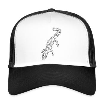 Tribal White Lizard Outlines Black - Trucker Cap - white/black - Front