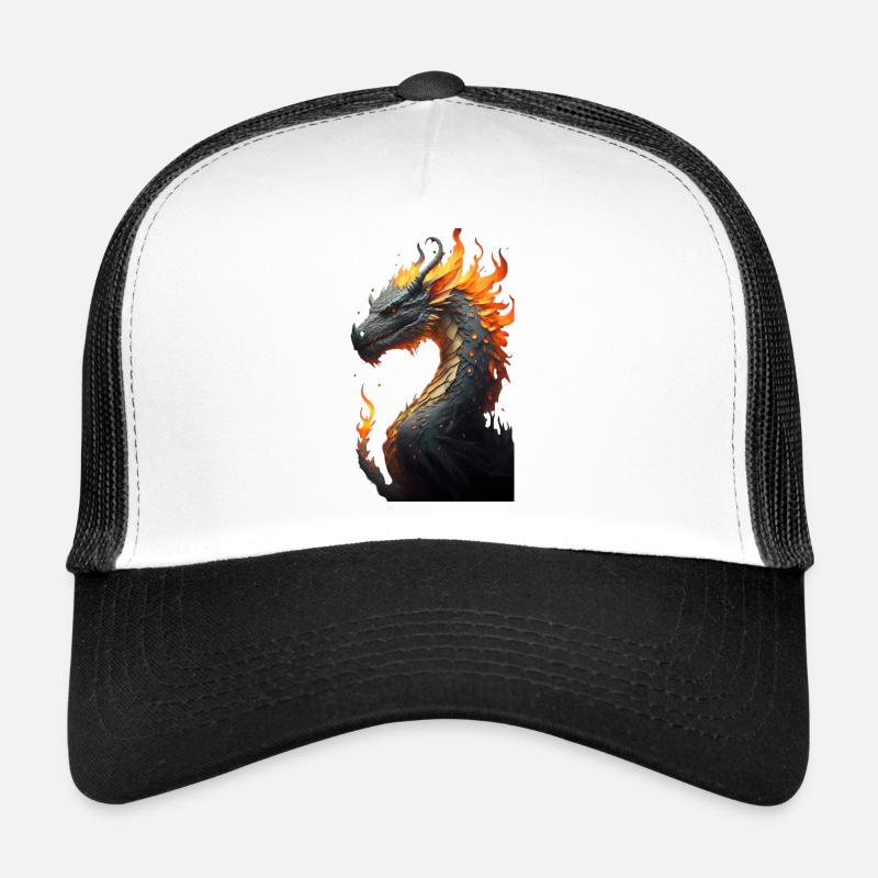 Tête de dragon avec du feu Casquette trucker 