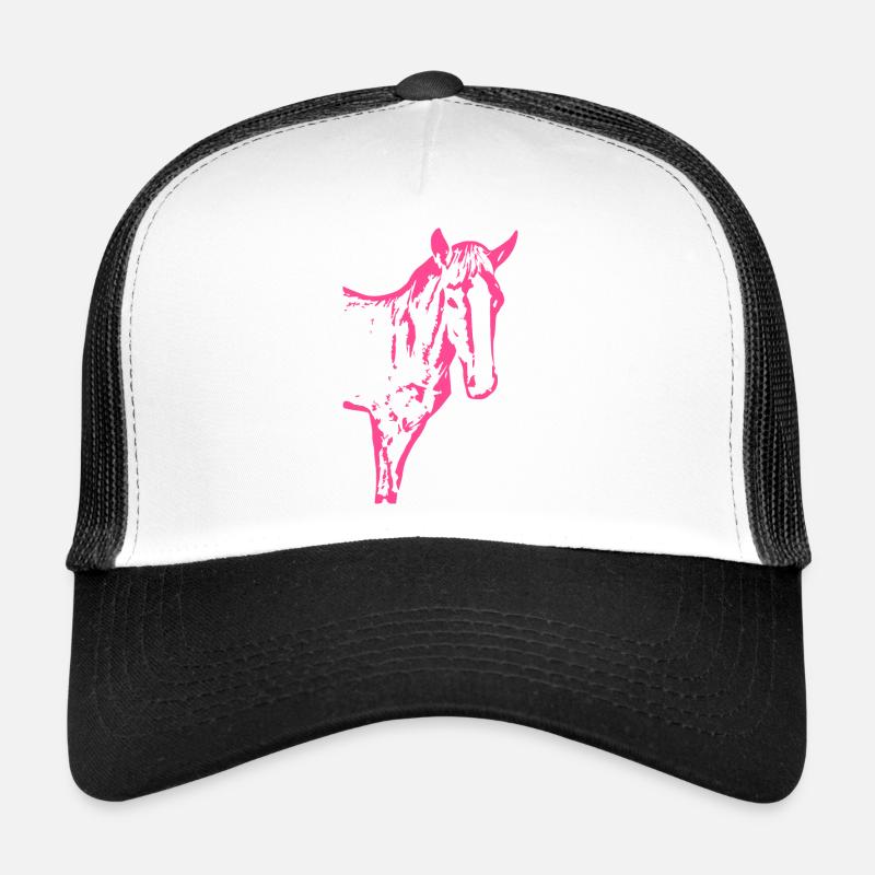 Pferd rosa pink, Fohlen - Trucker Cap - Weiß/Schwarz