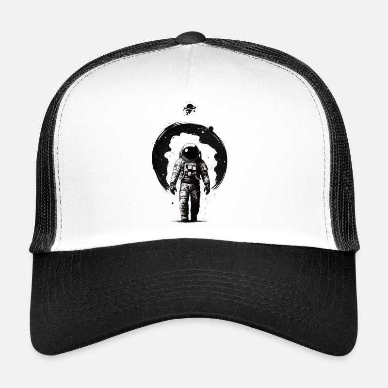 ASTRONAUT IN SPACE GETTING OUT OF THE BLACK HOLE Trucker Cap