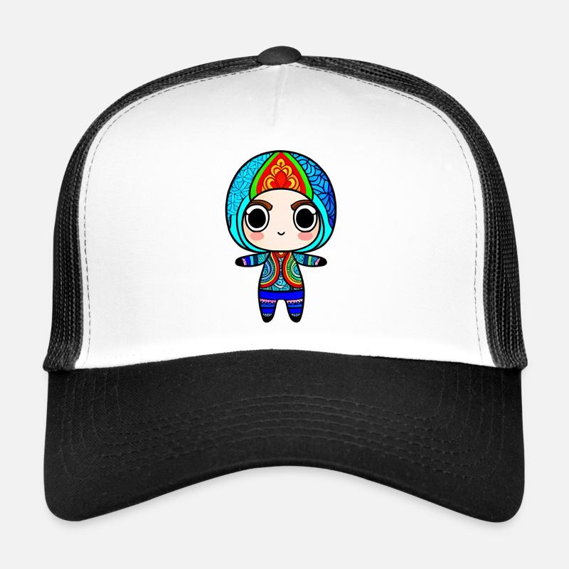 Chibi Zentangle - Trucker Cap - Weiß/Schwarz