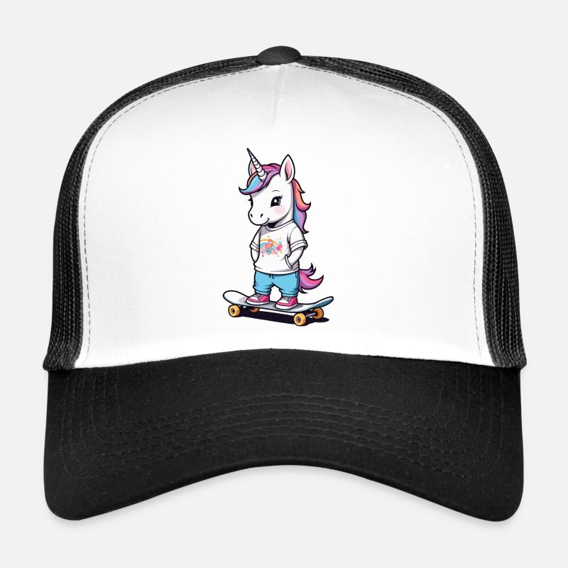 Cute Skater Unicorn - Trucker Cap - white/black
