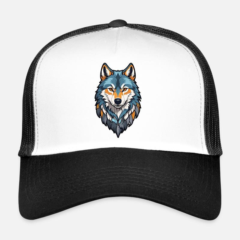 Wolf face - Trucker Cap - white/black